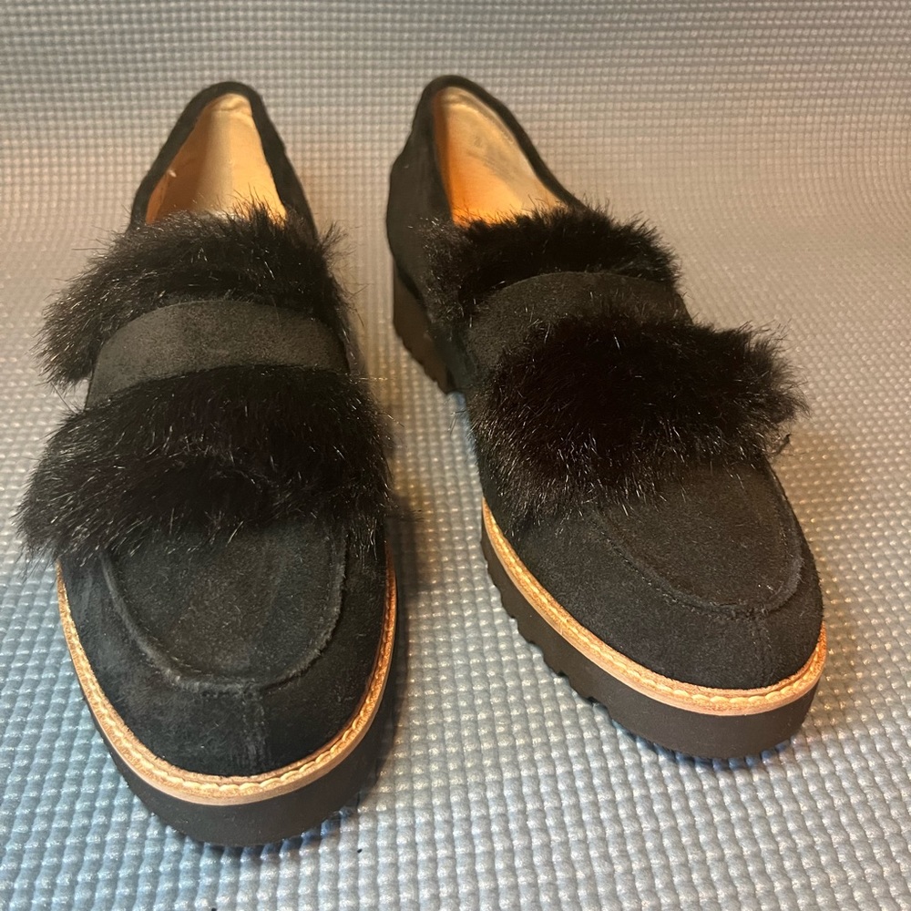 Franco sarto loafers faux fur size:7.5m